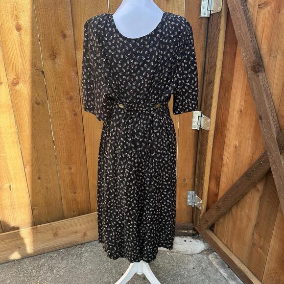Vintage 90s  Cottage Floral Grunge Teacher Tie Back Dress Sz 2xl More Jazz - Picture 3 of 13